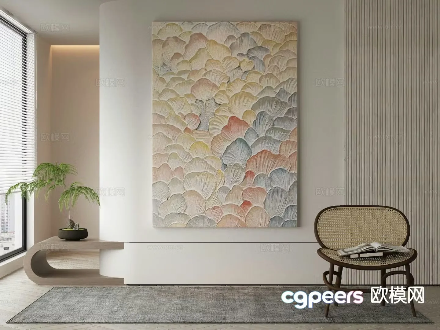 Modern art painting texture painting decorative painting 3d model