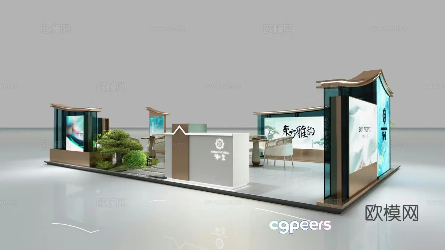 New Chinese style shopping mall real estate booth 3d model