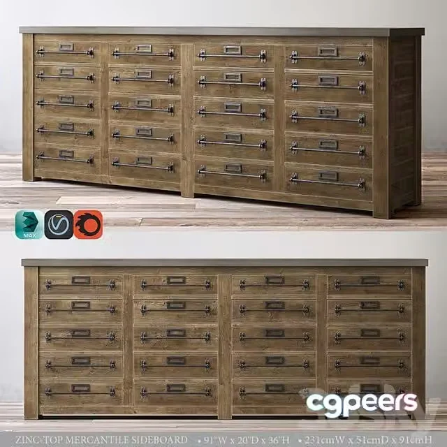 3ds Max Free – ZINC-TOP MERCANTILE SIDEBOARD