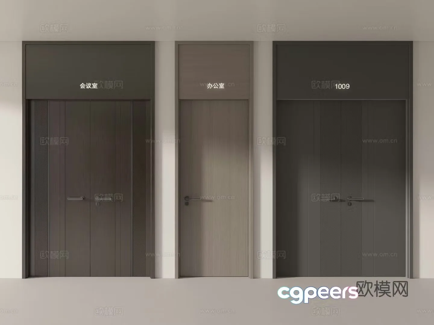 Conference room door double-open door ceiling door wooden door office door 3d model