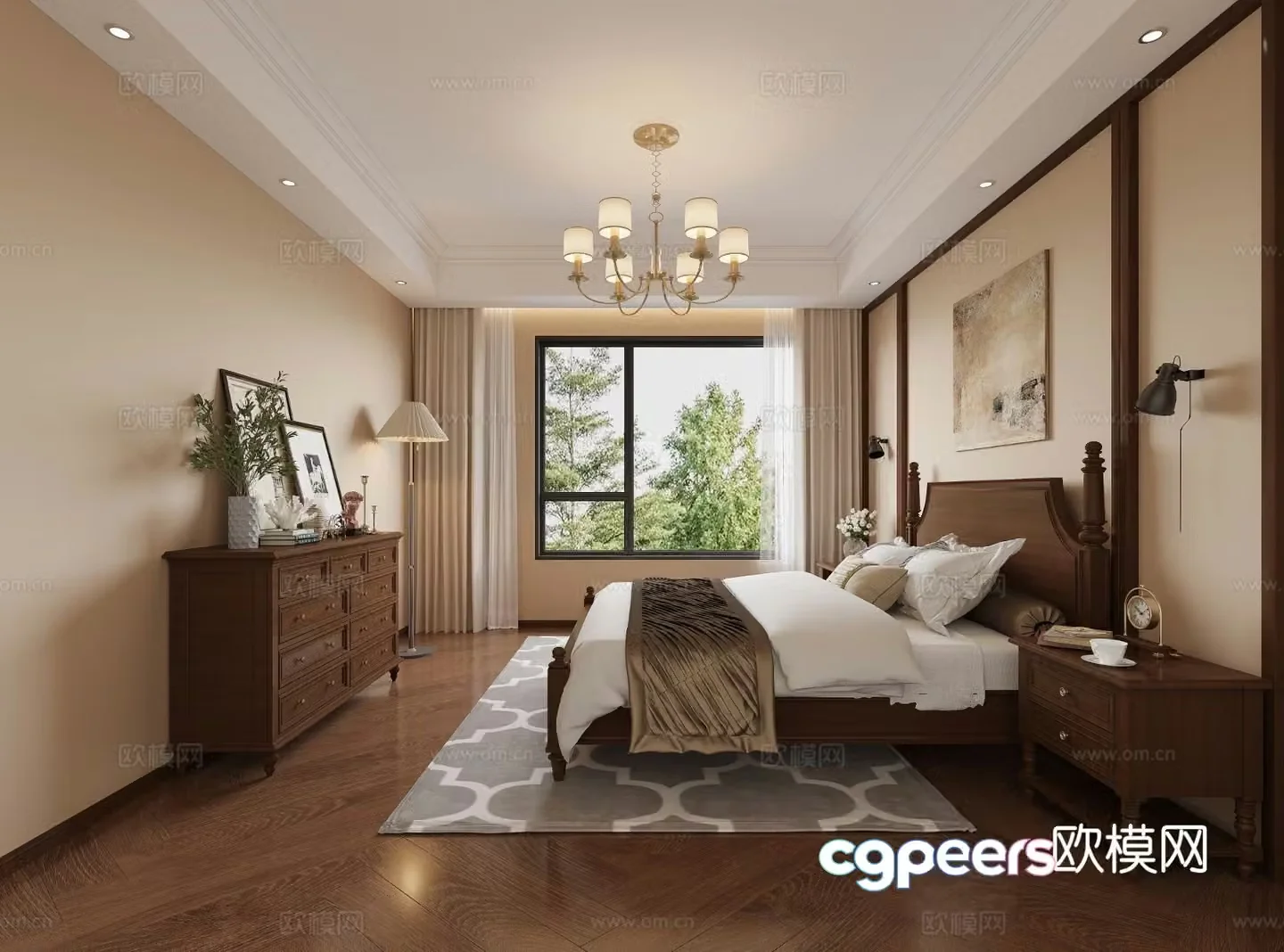 American style bedroom master bedroom 3d model