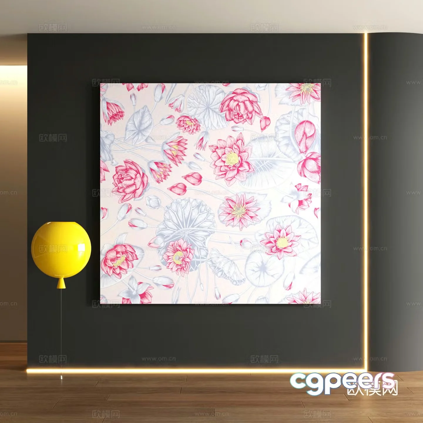 American flower decoration painting 3d model
