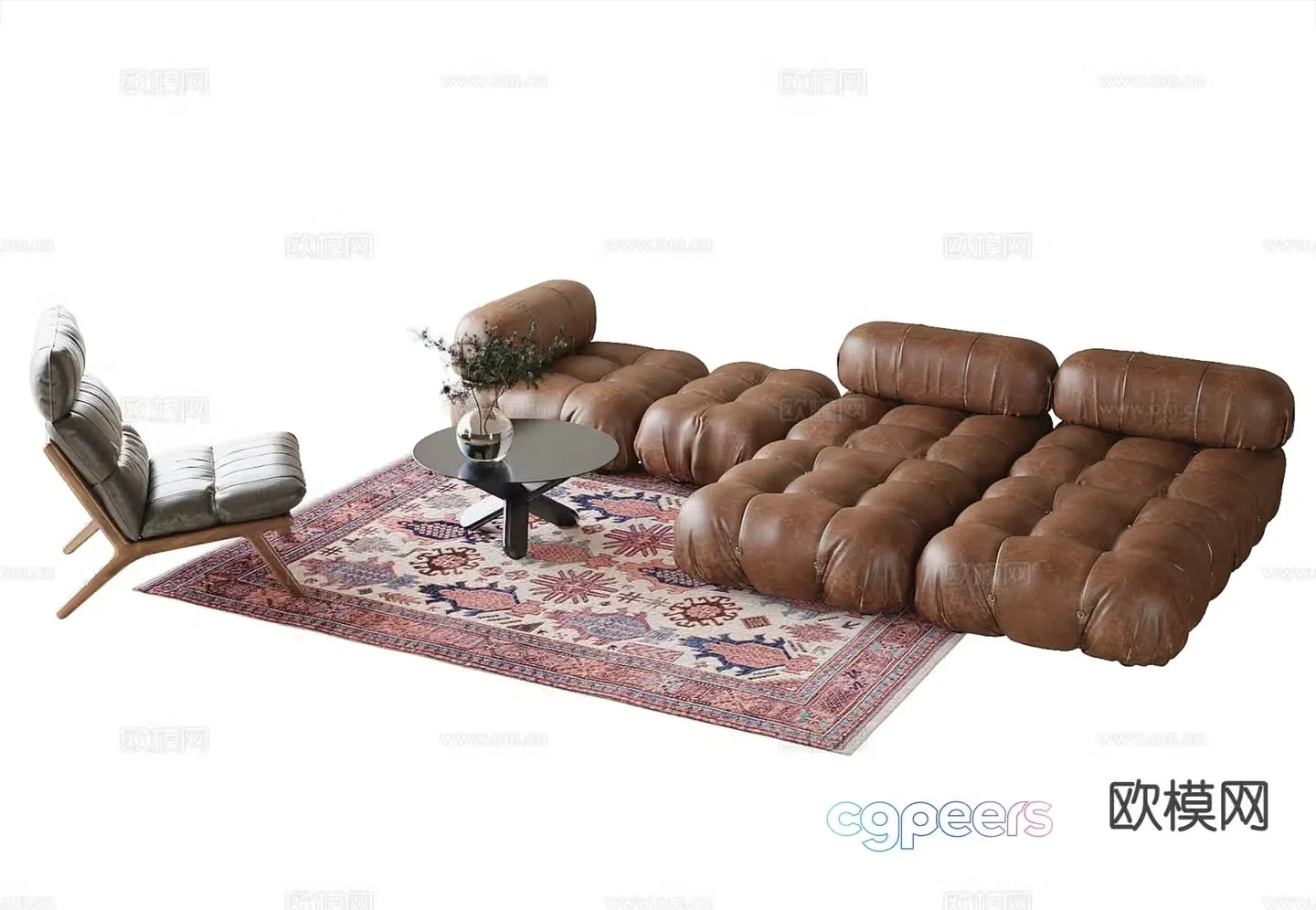 Medieval style modular sofa 3D model