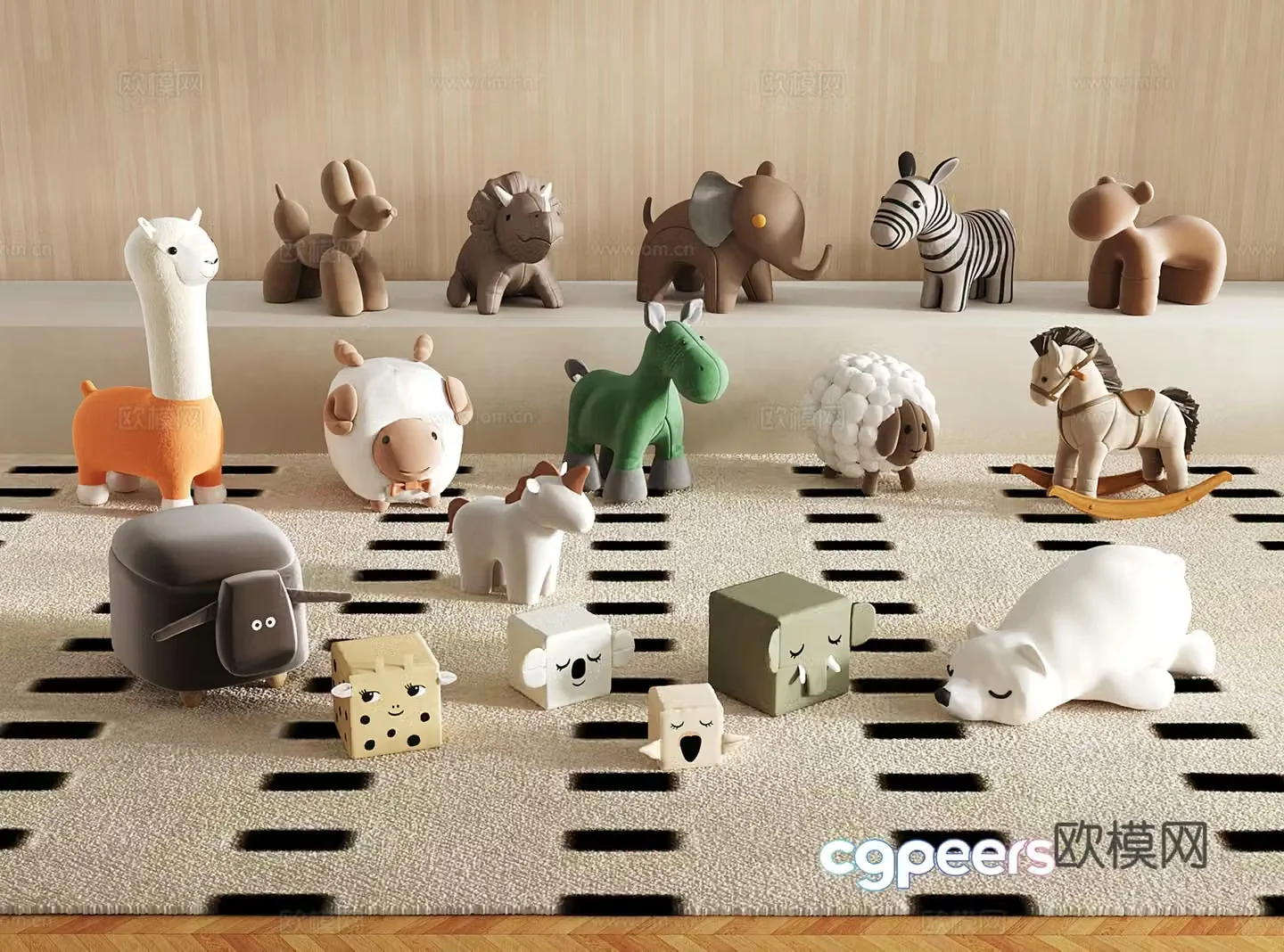 Modern children’s sofa stool stool toys animal 3d model