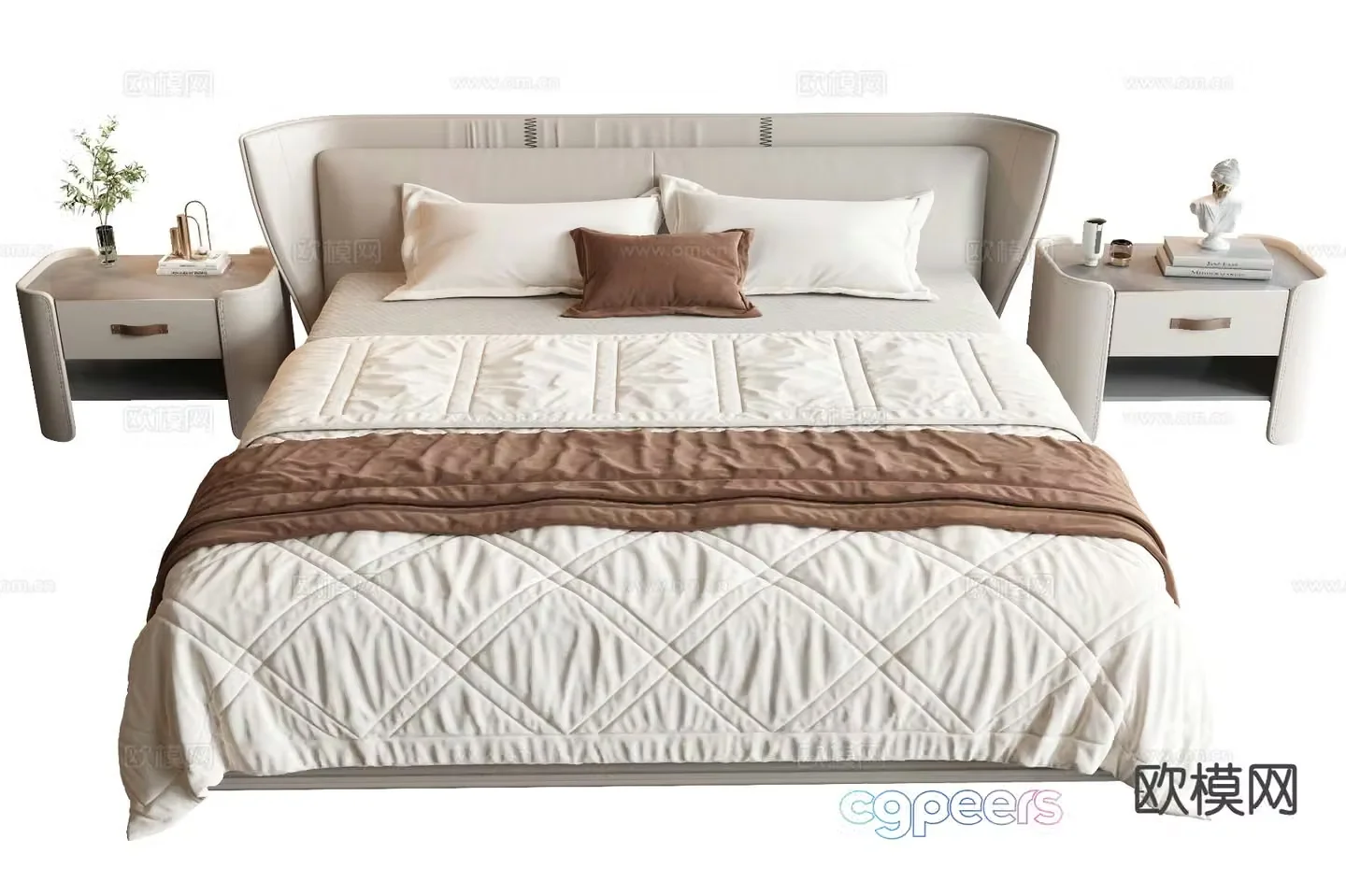 Modern double bed 3d model