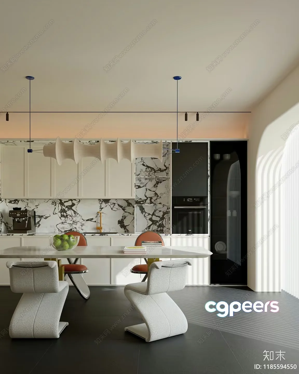 Modern Kitchen With White And Black Decor 3D Model – 11221 – VRAY Render
