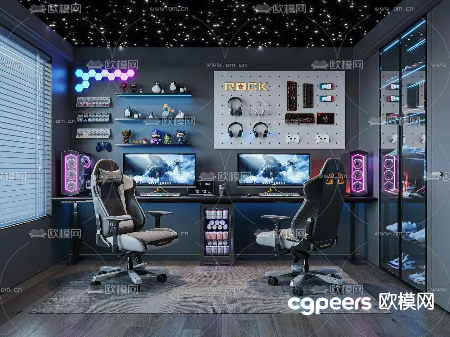 Modern e-sports room computer room 3d model