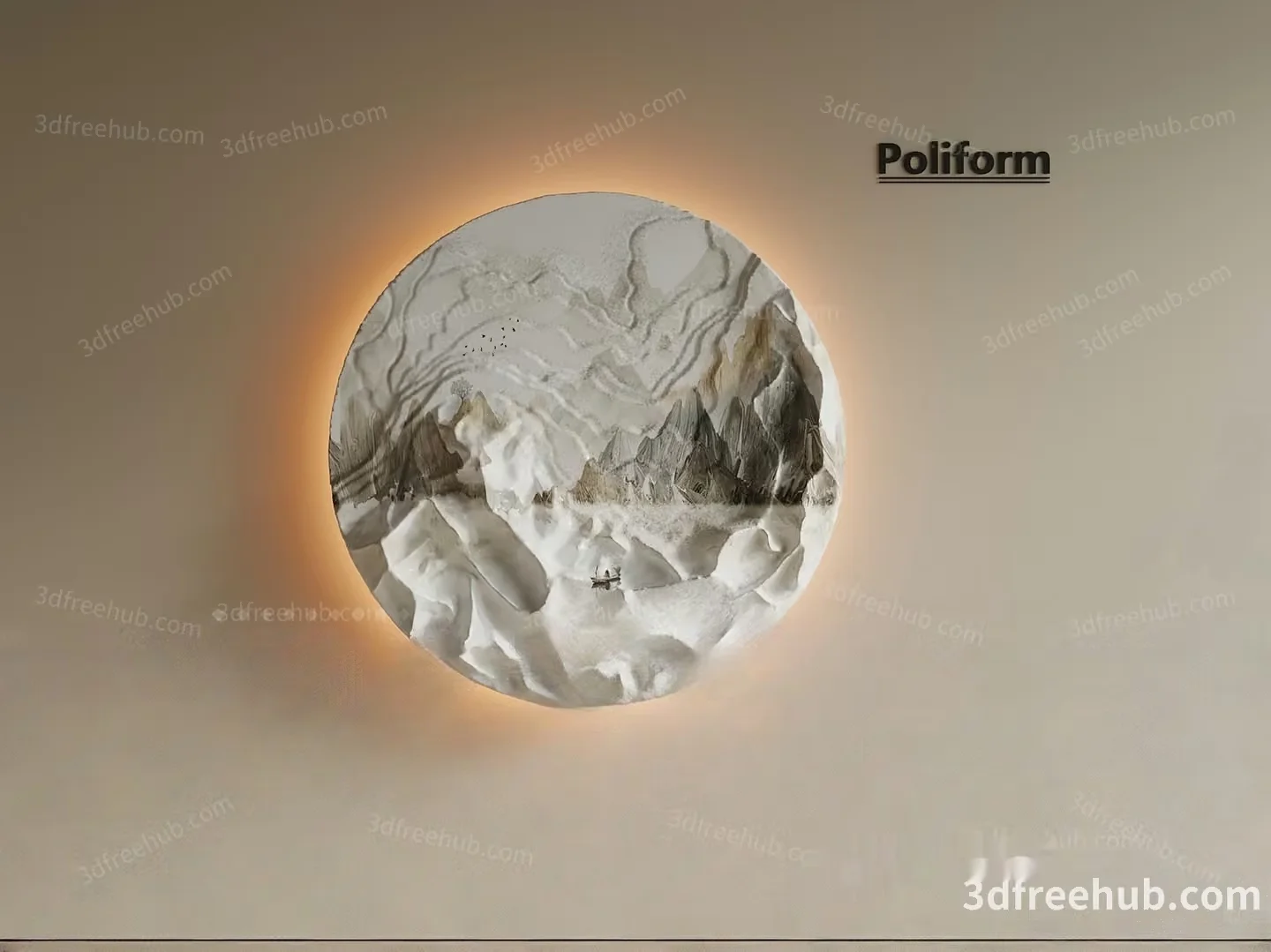 The Single Main Subject Is A Poliform Wall Light 3D Model – 18720 – VRAY Render