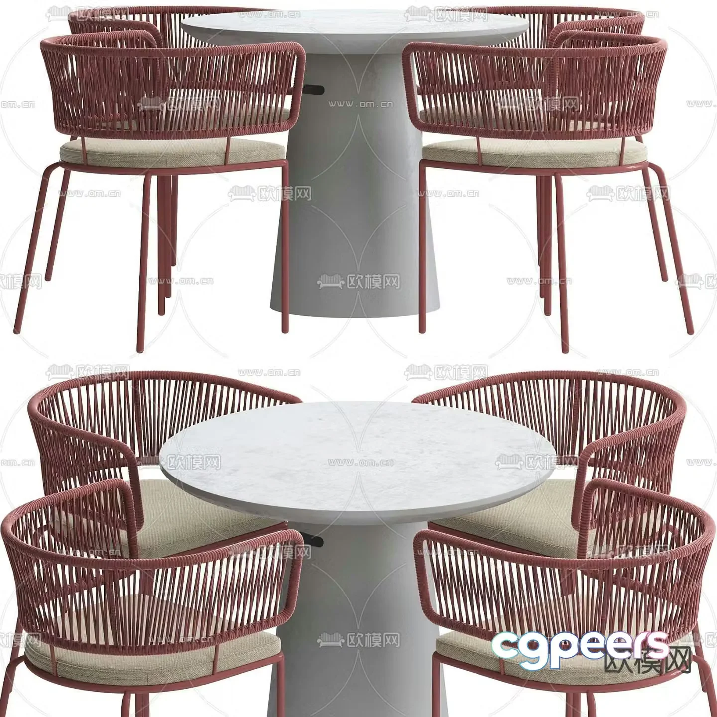 Natuzzi modern round rope casual table and chair 3d model