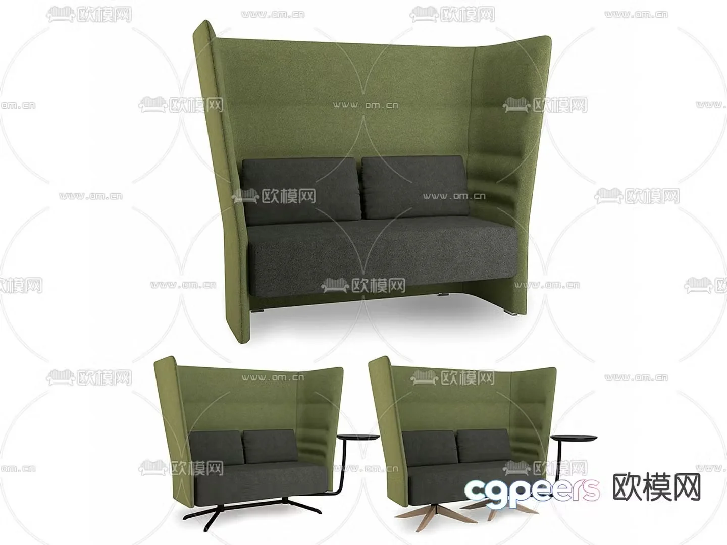 Fabric office sofa 3d model