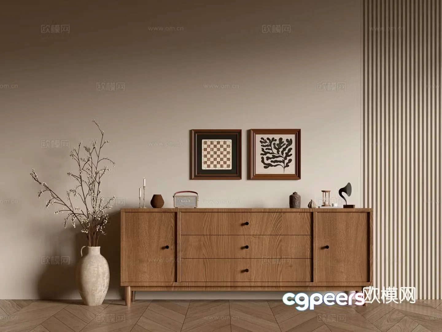 Modern wood grain cabinet ins wind minimalist wind cabinet whole cabinet sideboard balcony cabinet storage 3D model