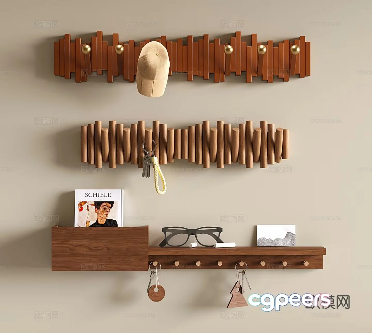 Middle-aged hook Coat hook Coat hanger 3D model