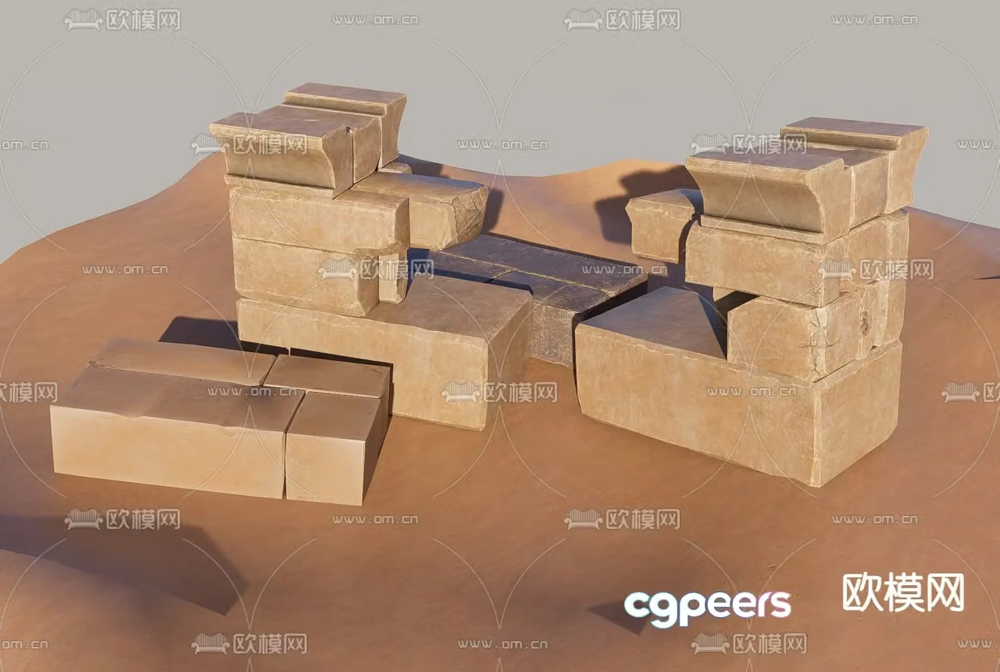 ancient sandstone brick rock stone 3d model