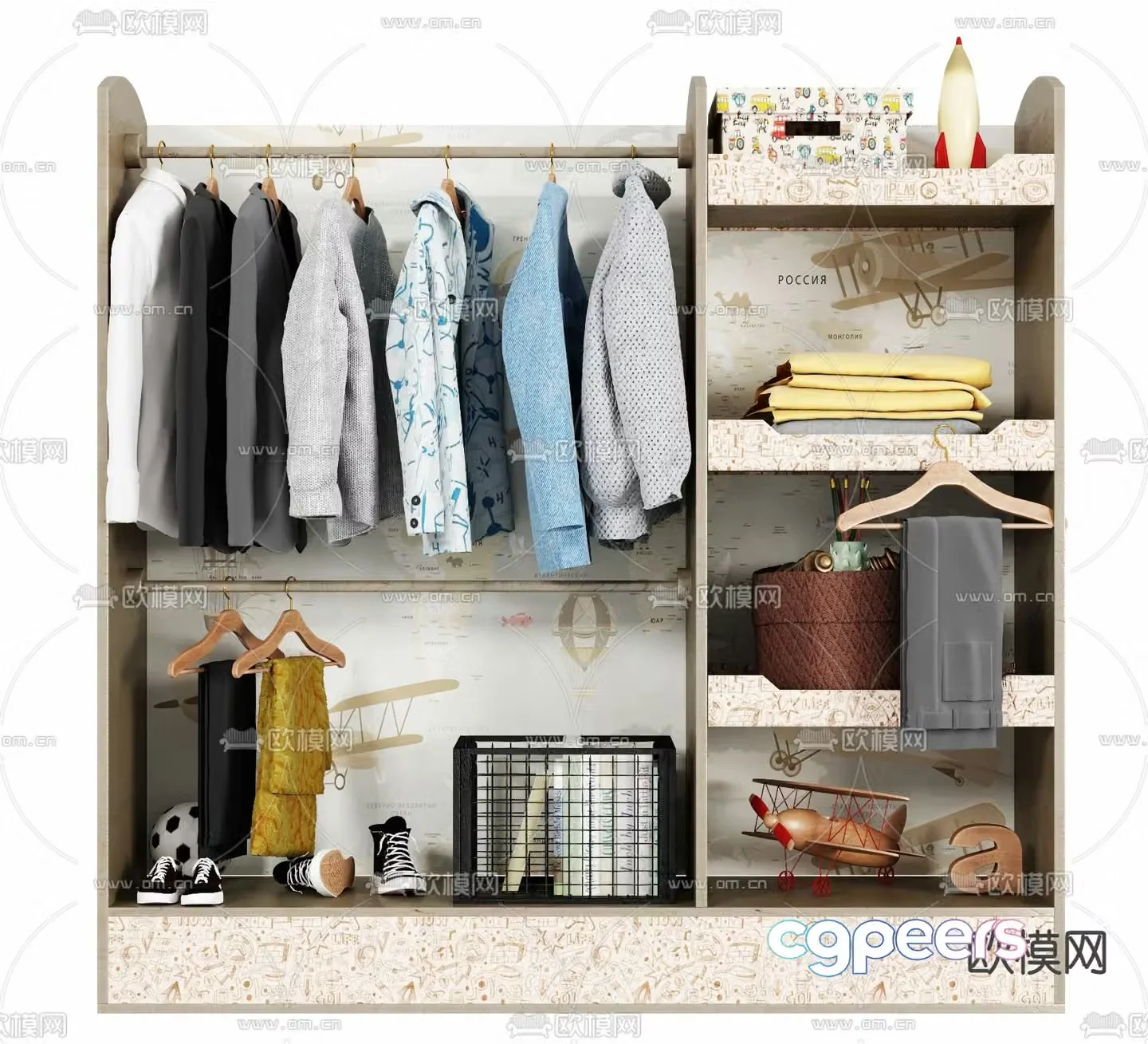 Modern children’s wardrobe storage cabinet 3d model