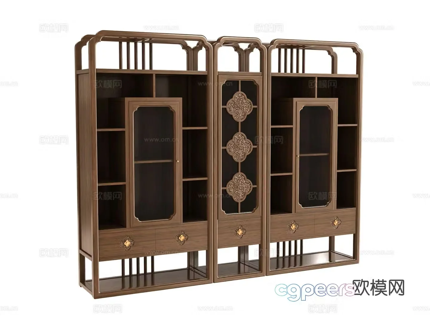 New Chinese style bookcase bookshelf 3d model