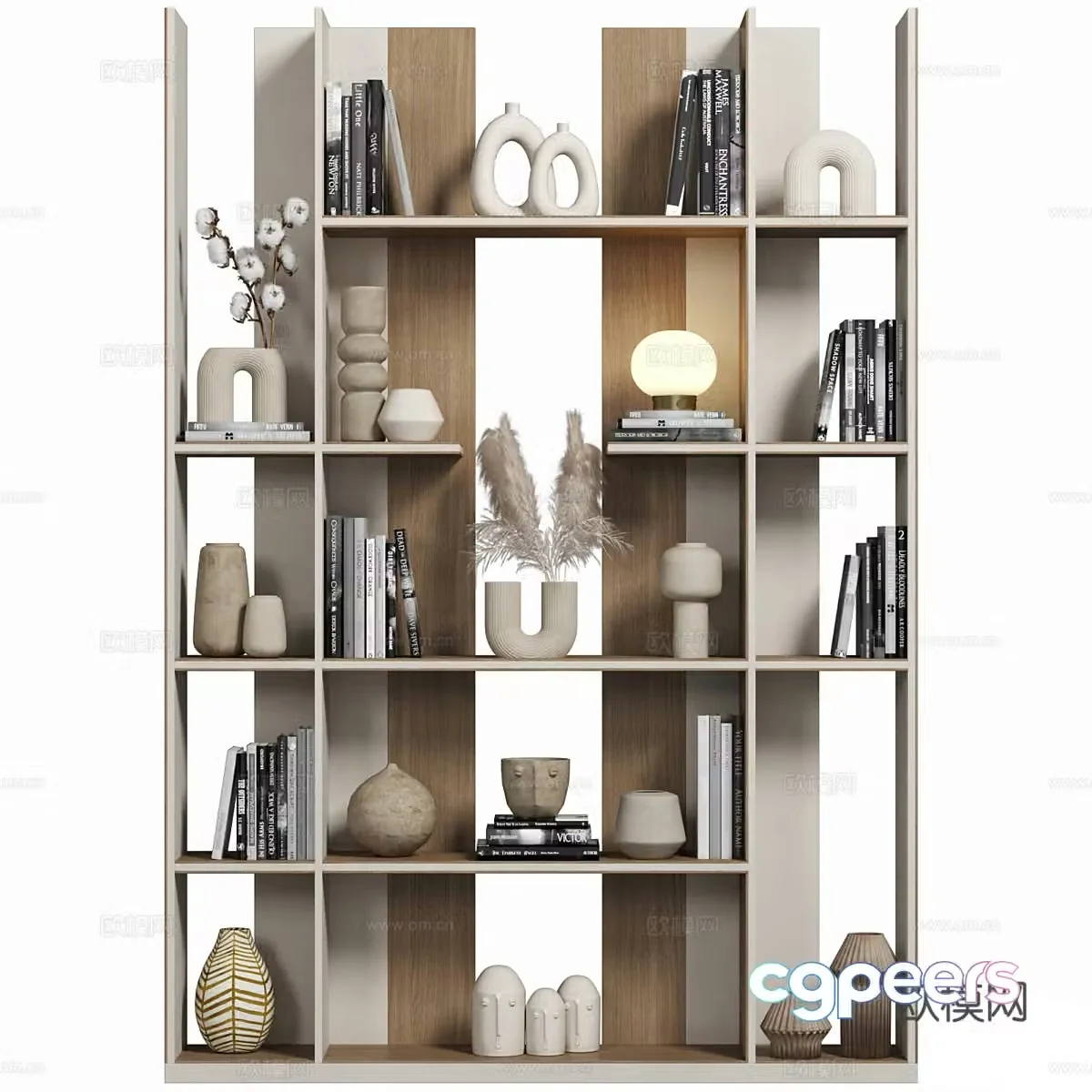 New Chinese style Wasabi Decoration Cabinet Bookshelf Decoration rack 3D Model