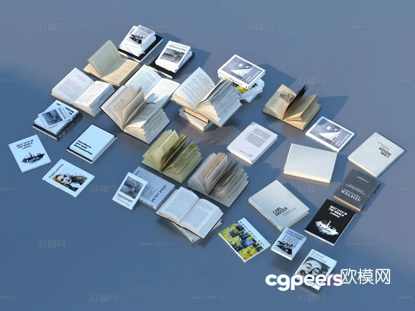 Books Books Notebooks Famous novels Magazine Books and magazines 3D model