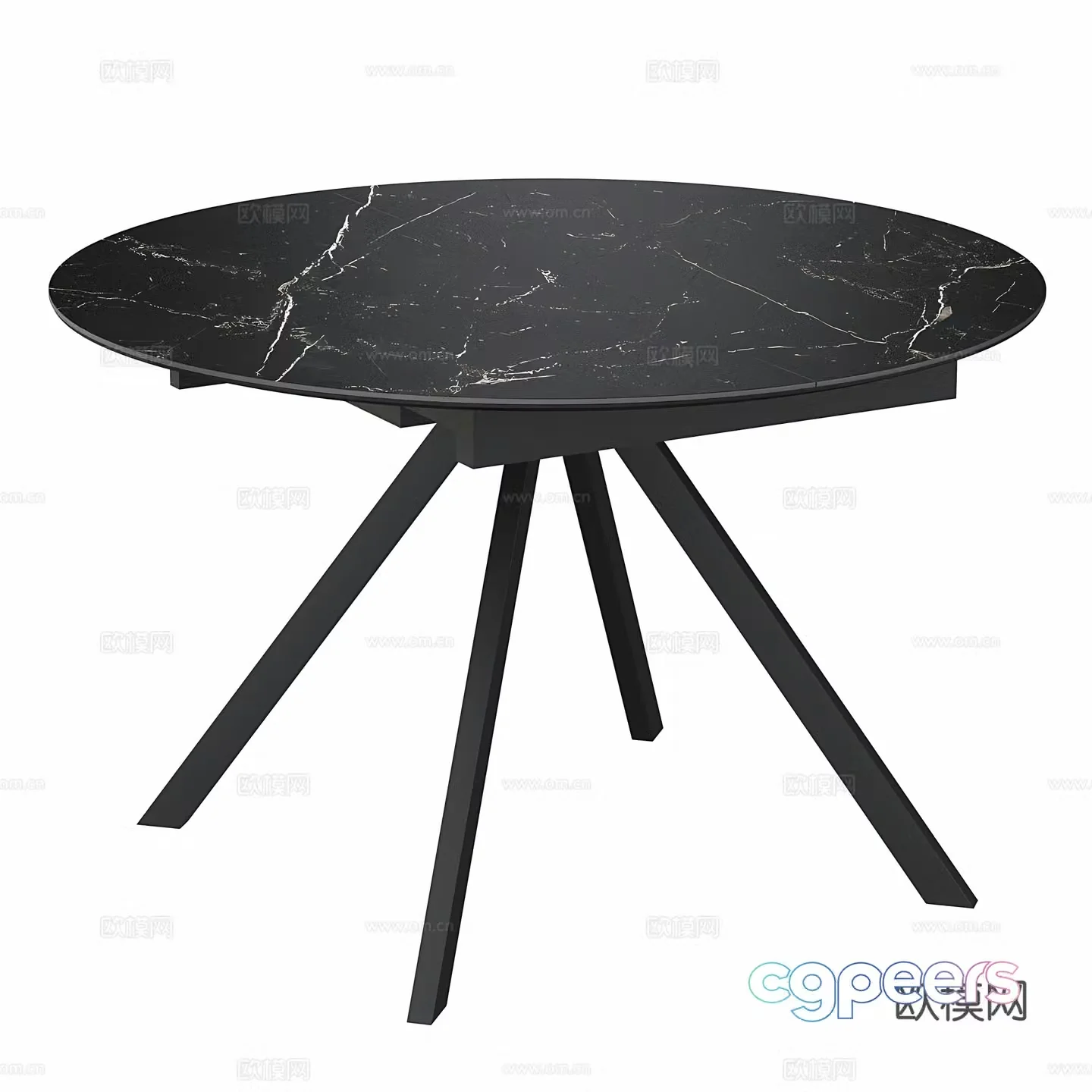 Modern rock slab folding dining table 3d model