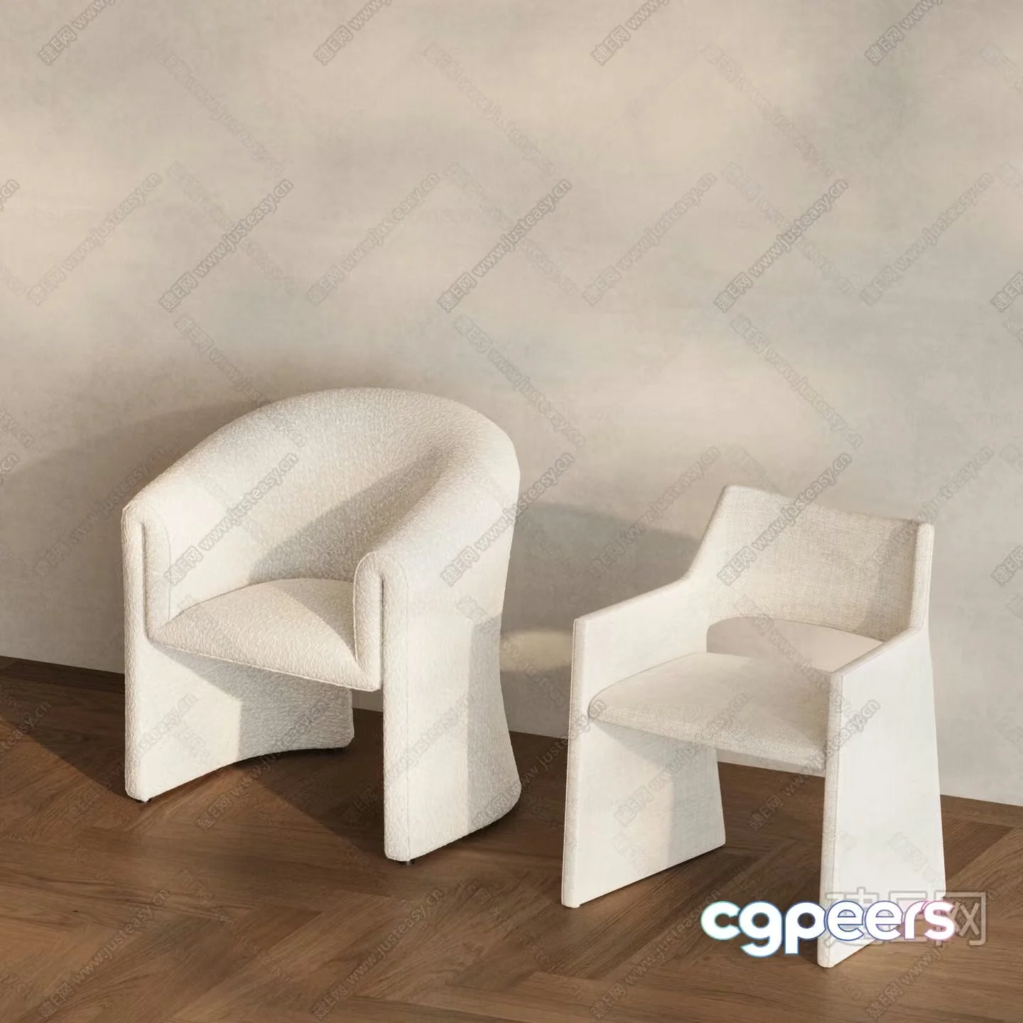 Modern White Chairs 3D Model – 20718 – VRAY Render