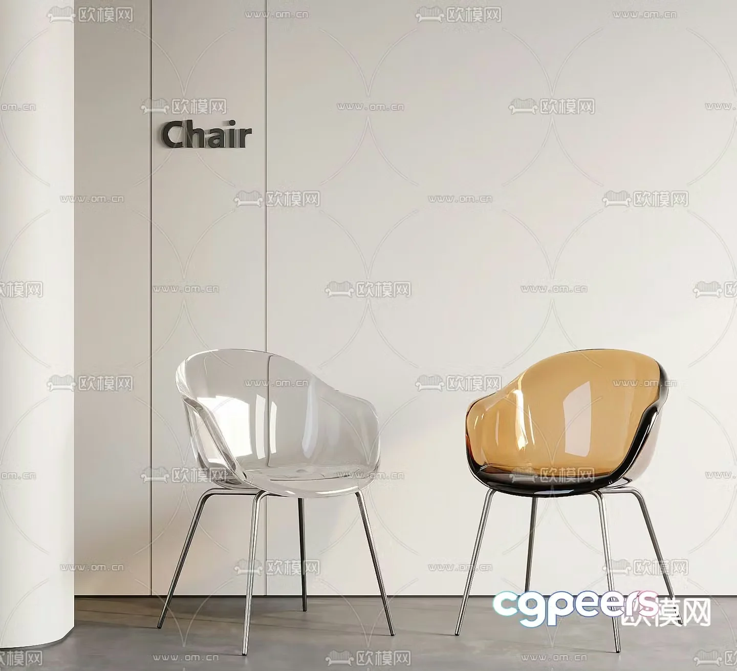 Acrylic chair casual chair 3d model