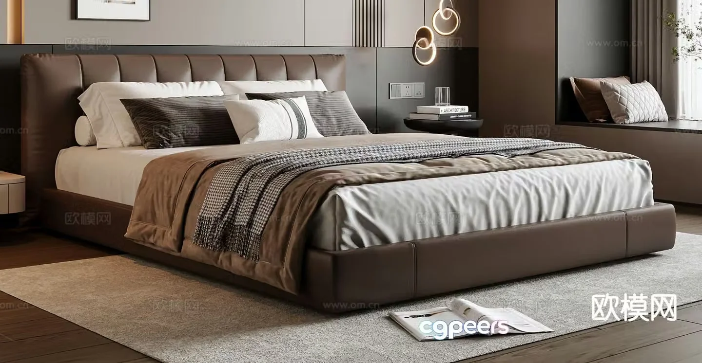 Italian double bed 3d model