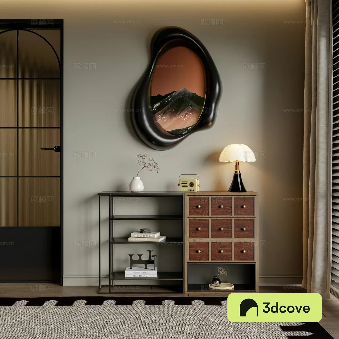 Medieval style entrance cabinet