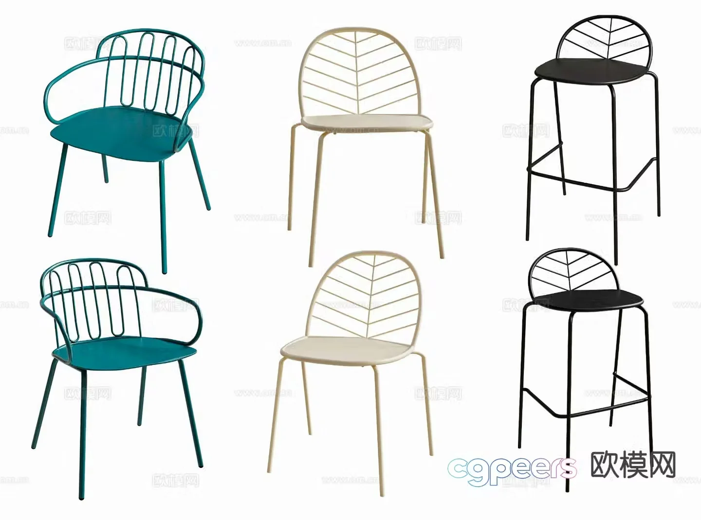 Outdoor leisure chair balcony leisure chair Internet celebrity coffee chair iron chair 3D model