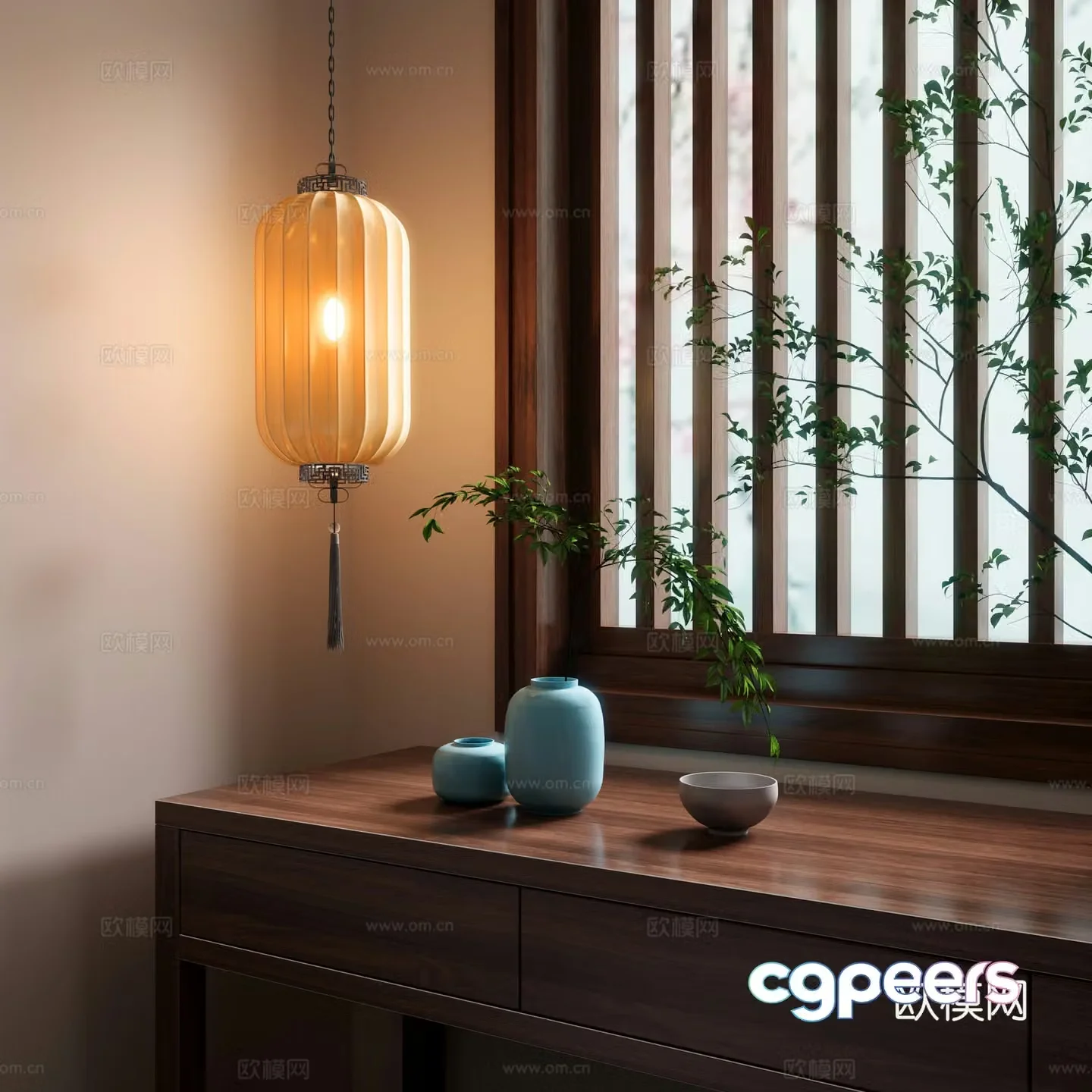 New Chinese chandeliers Song’s Lantern Lantern Desk Window 3D Model