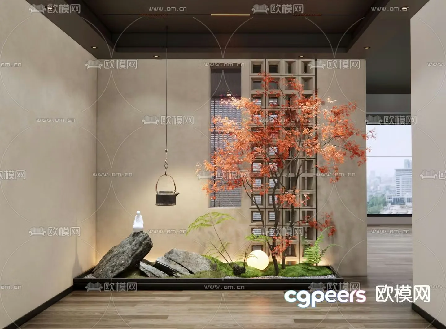 Japanese style interior landscape 3d model