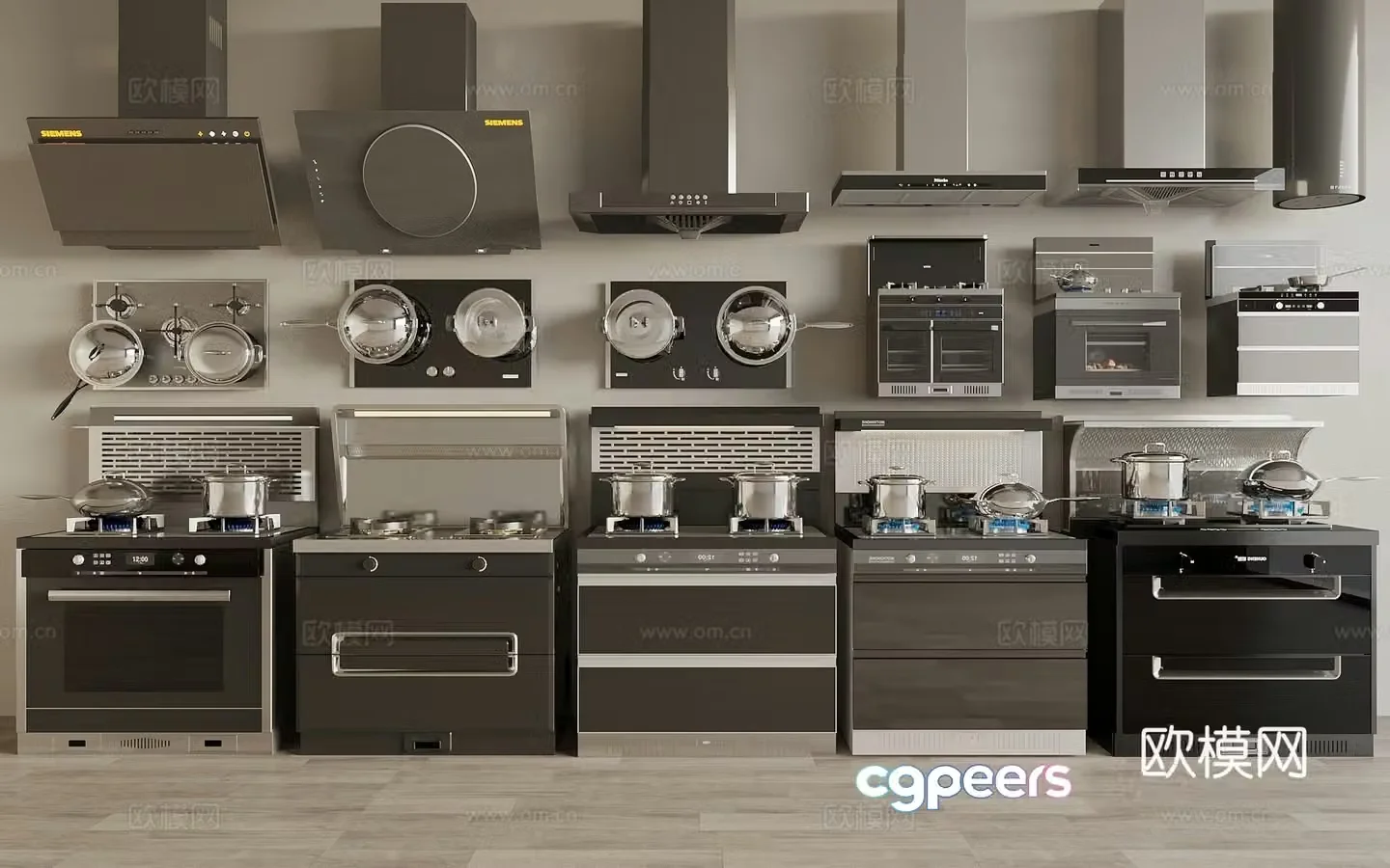 Integrated stove range hood gas stove 3D model