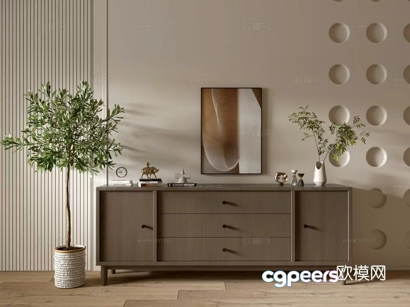 Modern wood grain cabinet ins wind minimalist wind cabinet whole cabinet sideboard balcony cabinet storage 3D model