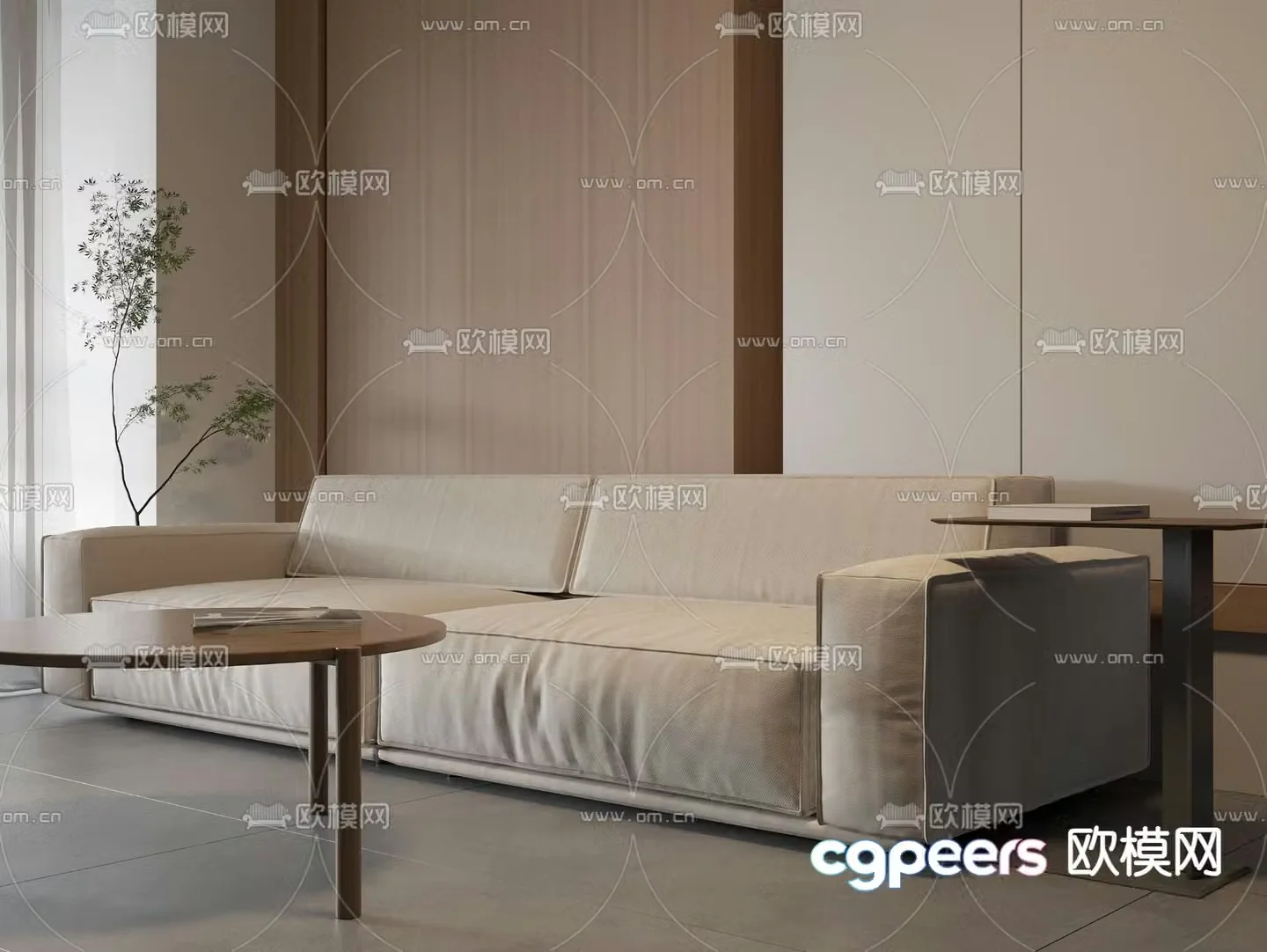 Double sofa upholstered sofa 3d model