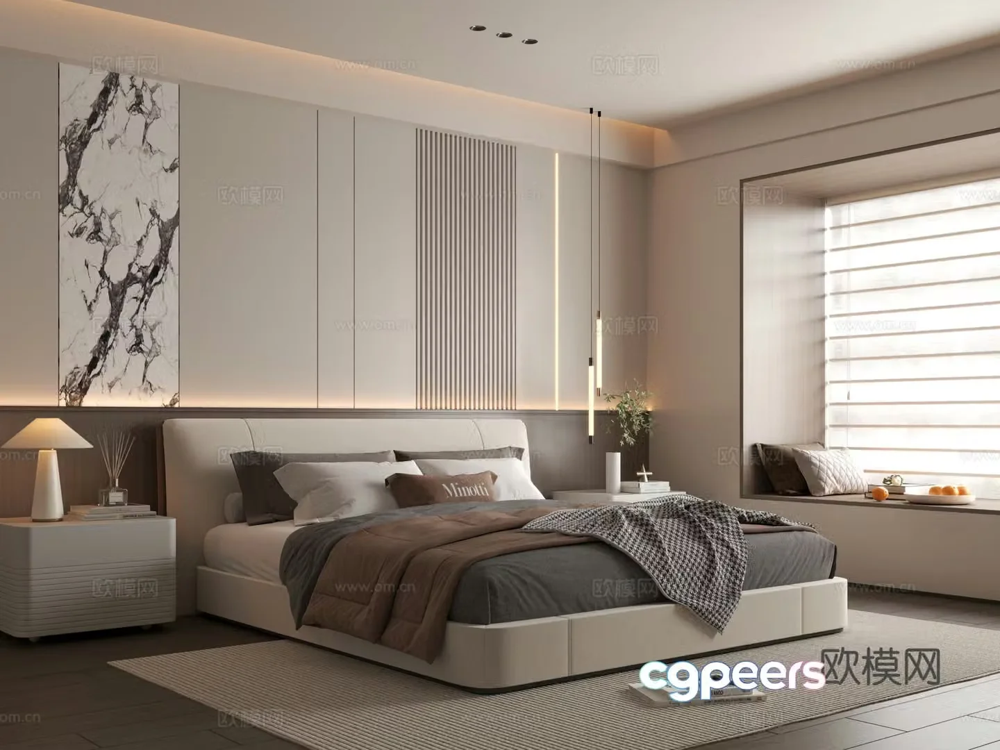 Modern bedroom Italian bedroom Bedroom Bedroom Bedroom Background Wall 3D Model