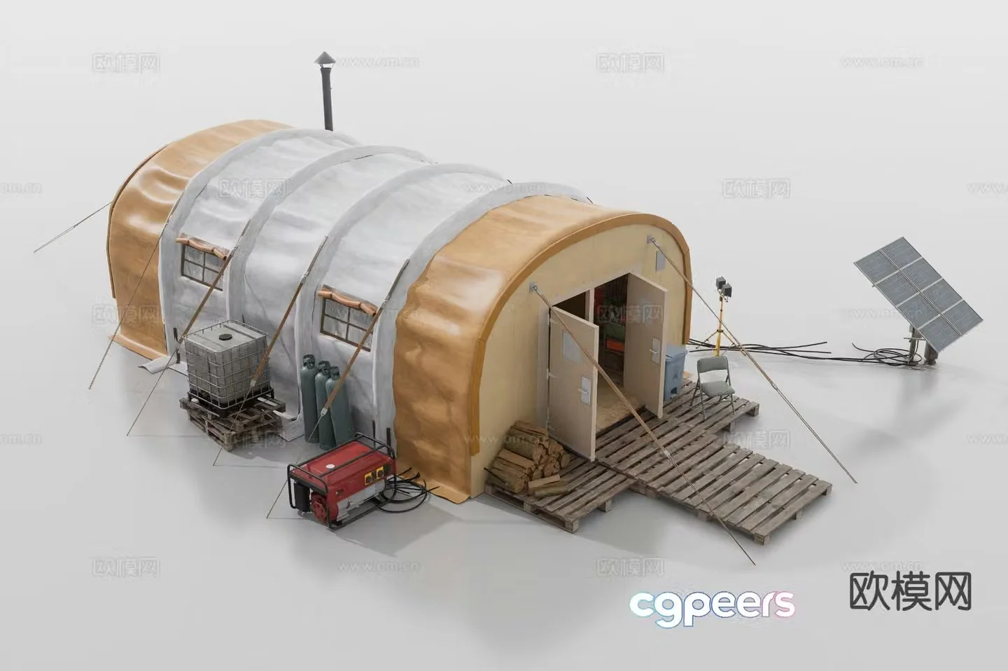 tent studio temporary shelter 3d model