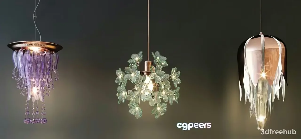 Gold Light Fixture 3D Model – 23436 – VRAY Render
