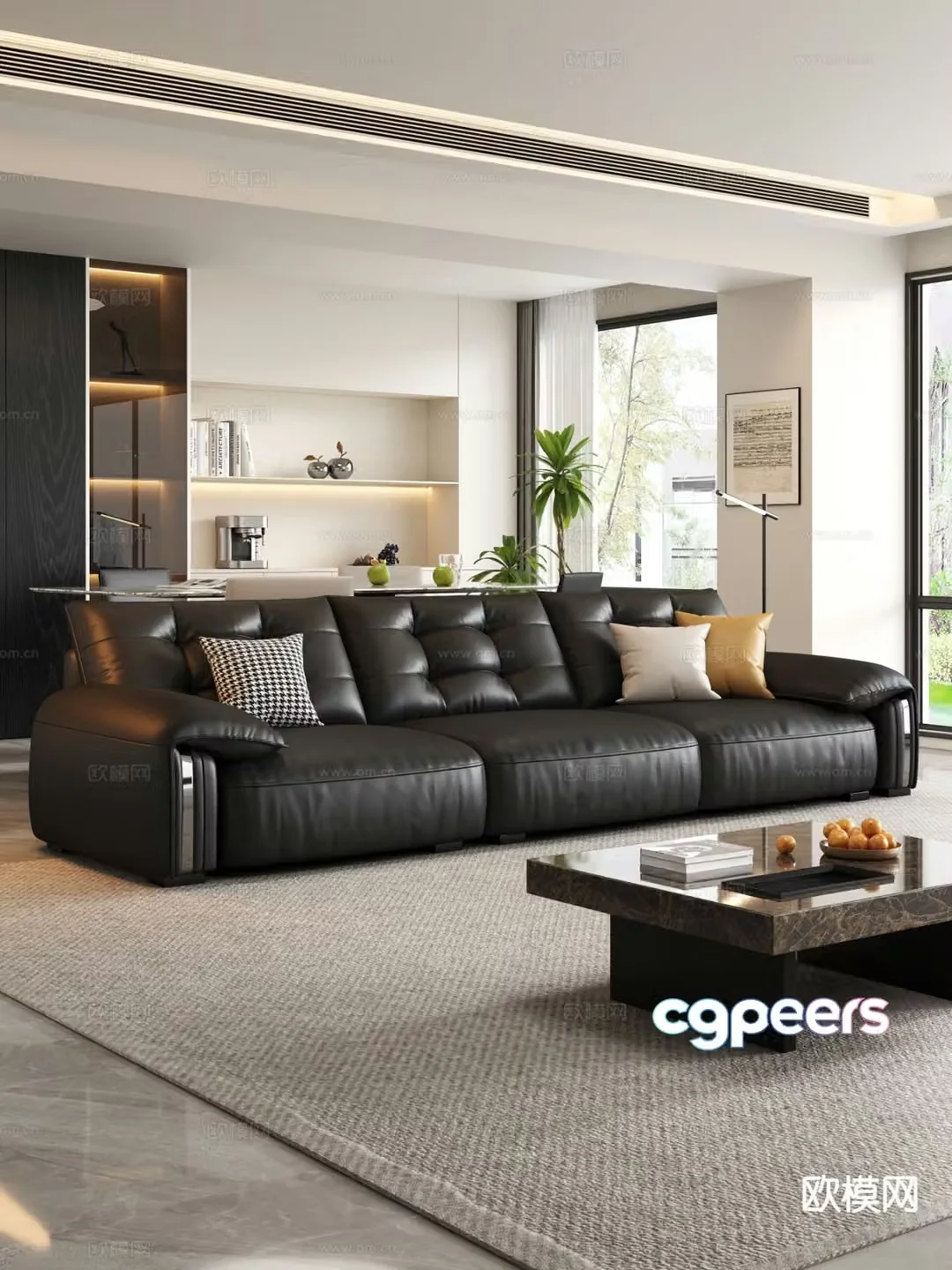 Modern three-seat sofa 3d model