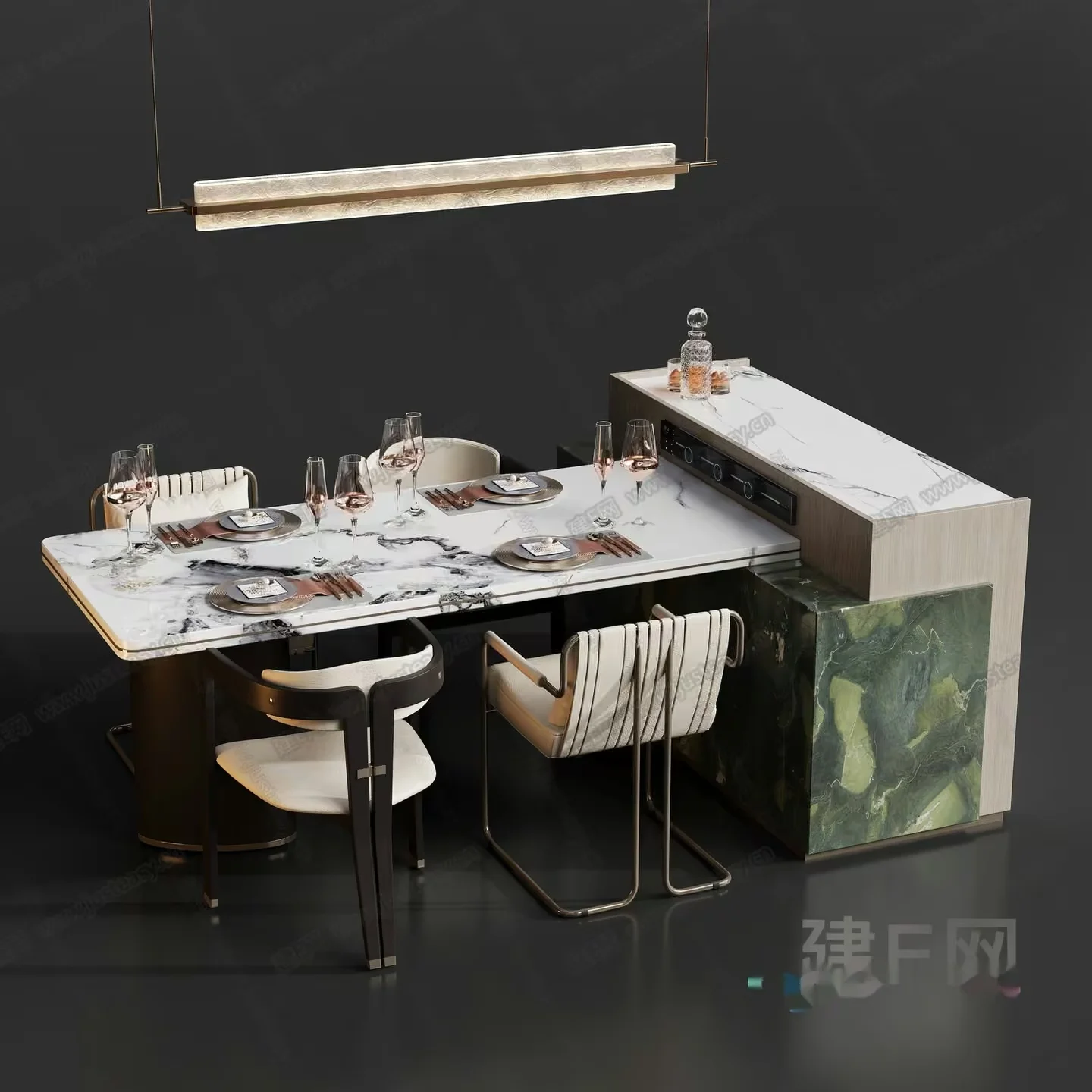 Modern Dining Table 3D Model – 10860 – VRAY Render