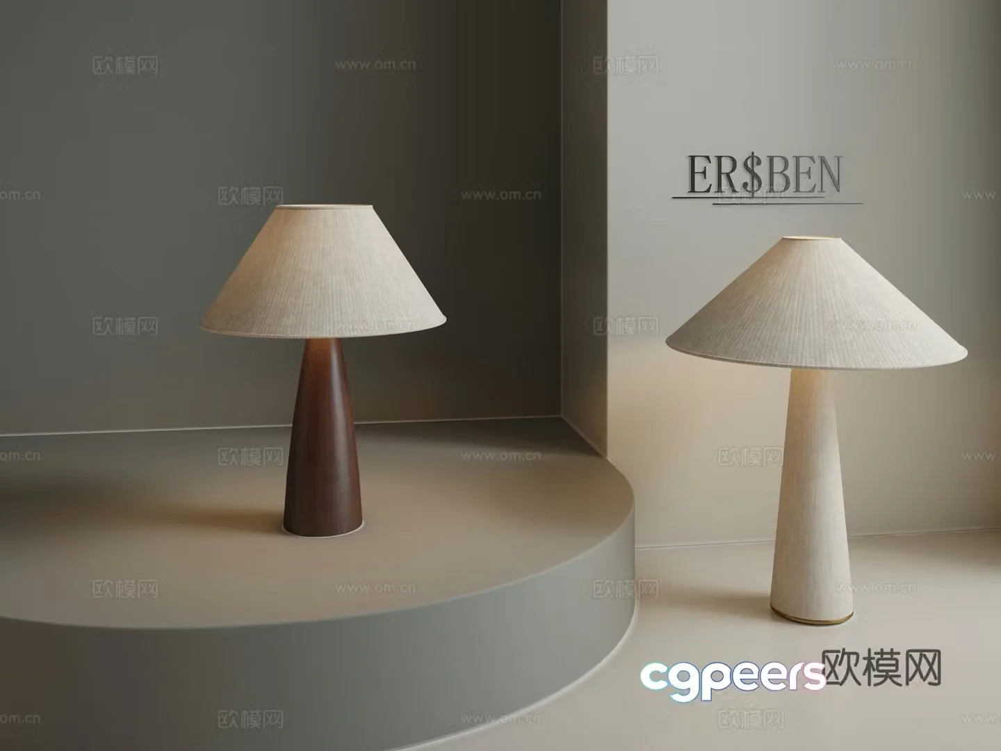 Medium style table lamp simple American retro European texture new Chinese style bedside lamp bedroom living room 3D model