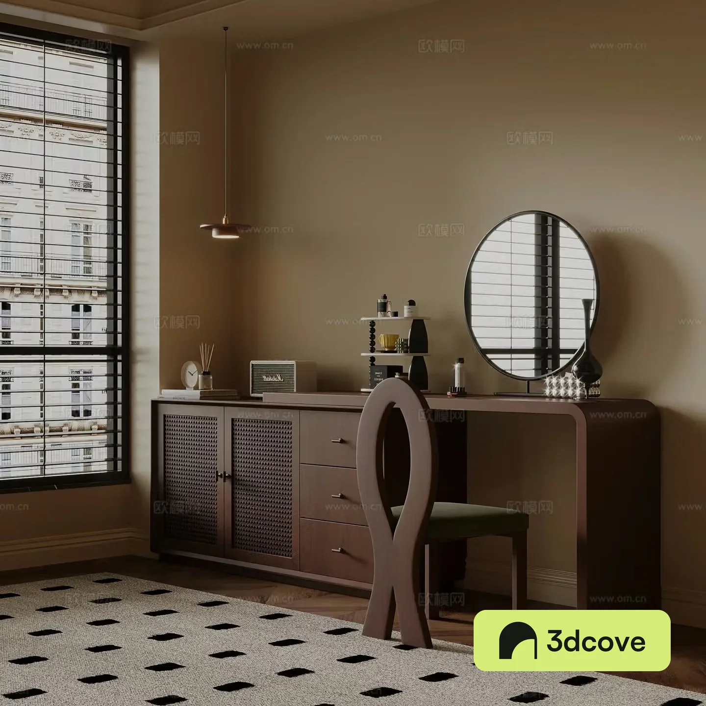 Middle style dressing table 3d model