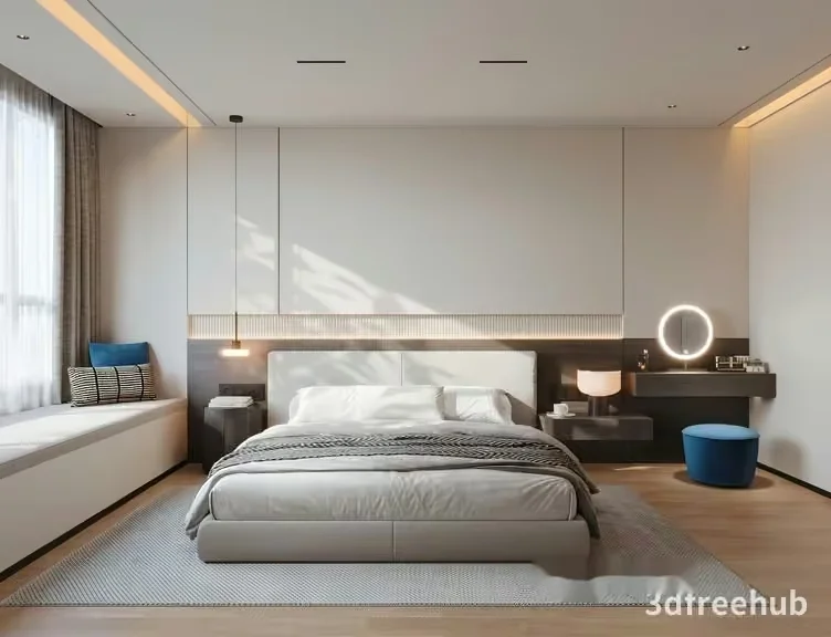 Modern Minimalist Bedroom 3D Model – 20171 – VRAY Render