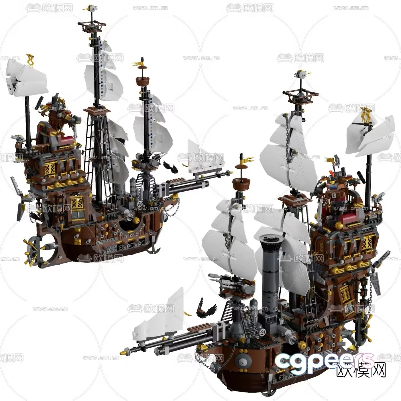 Modern pirate ship toy 3d model