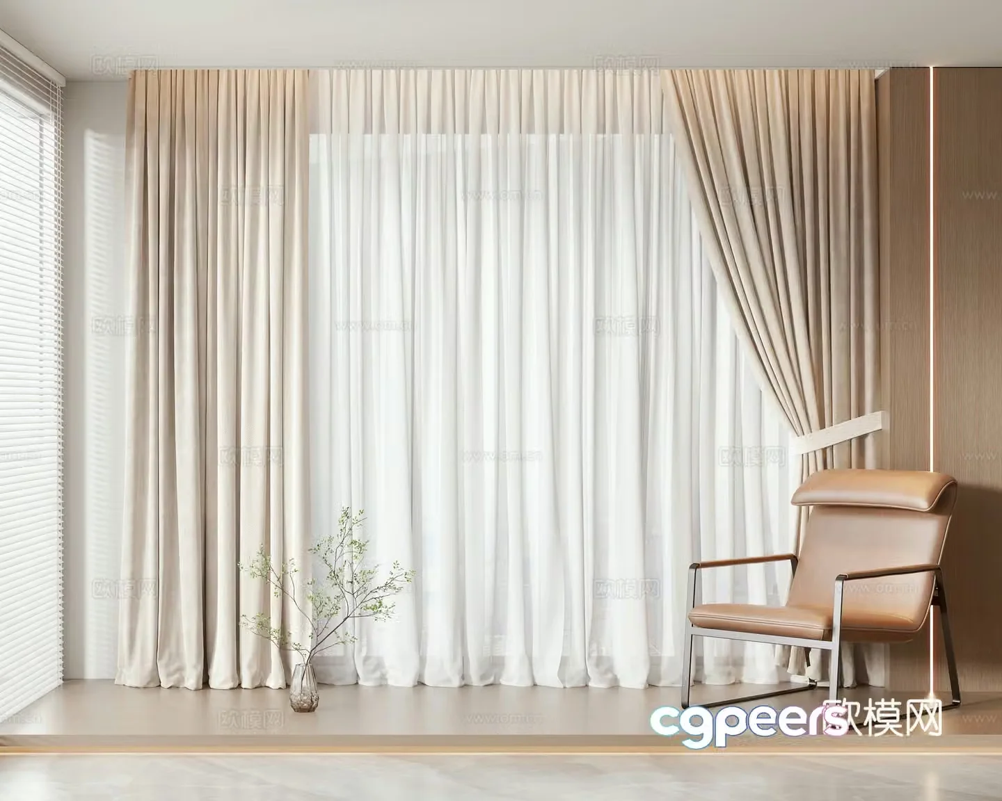 Modern curtain 3d model