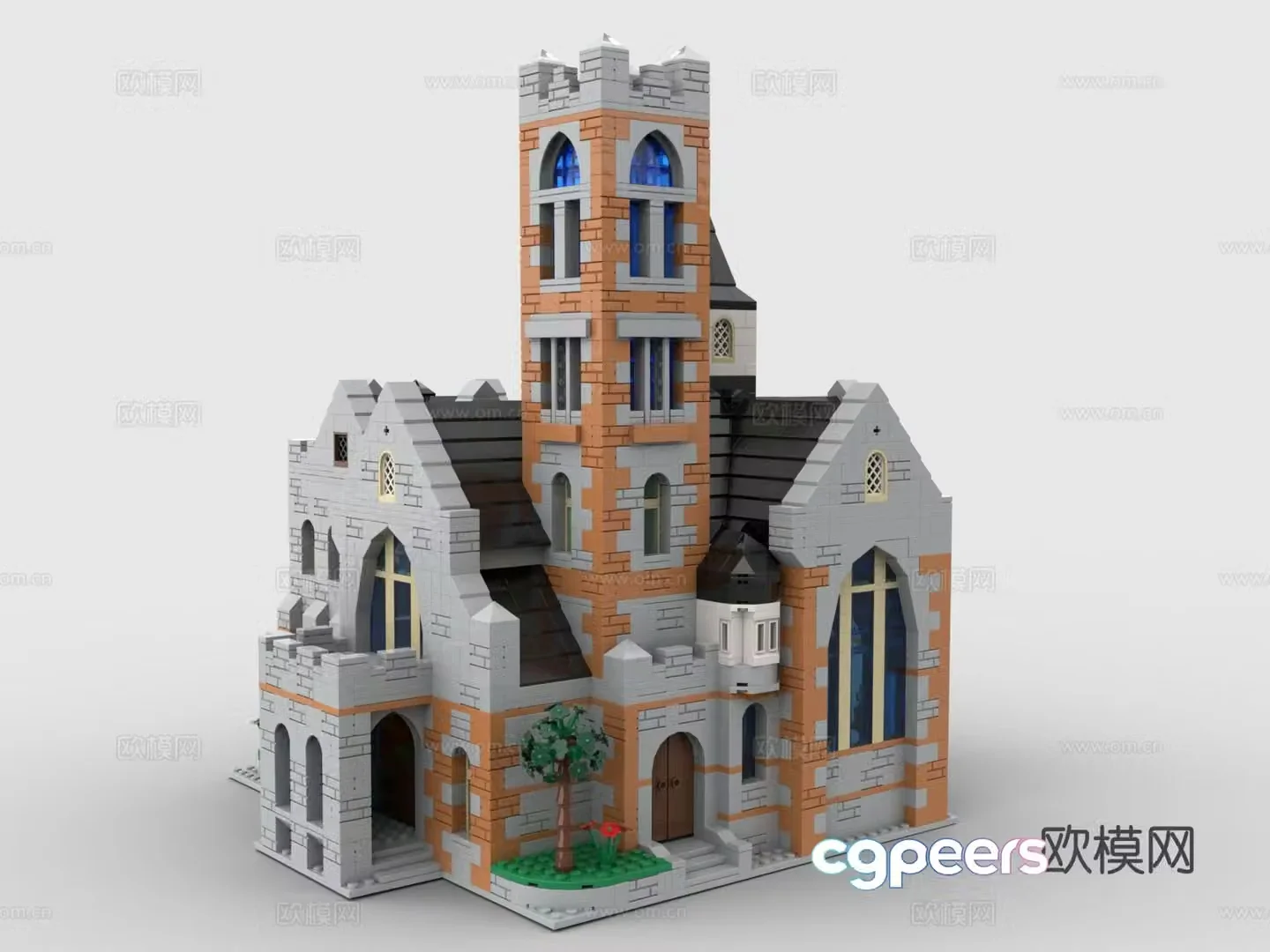 LEGO toy building block church 3d model