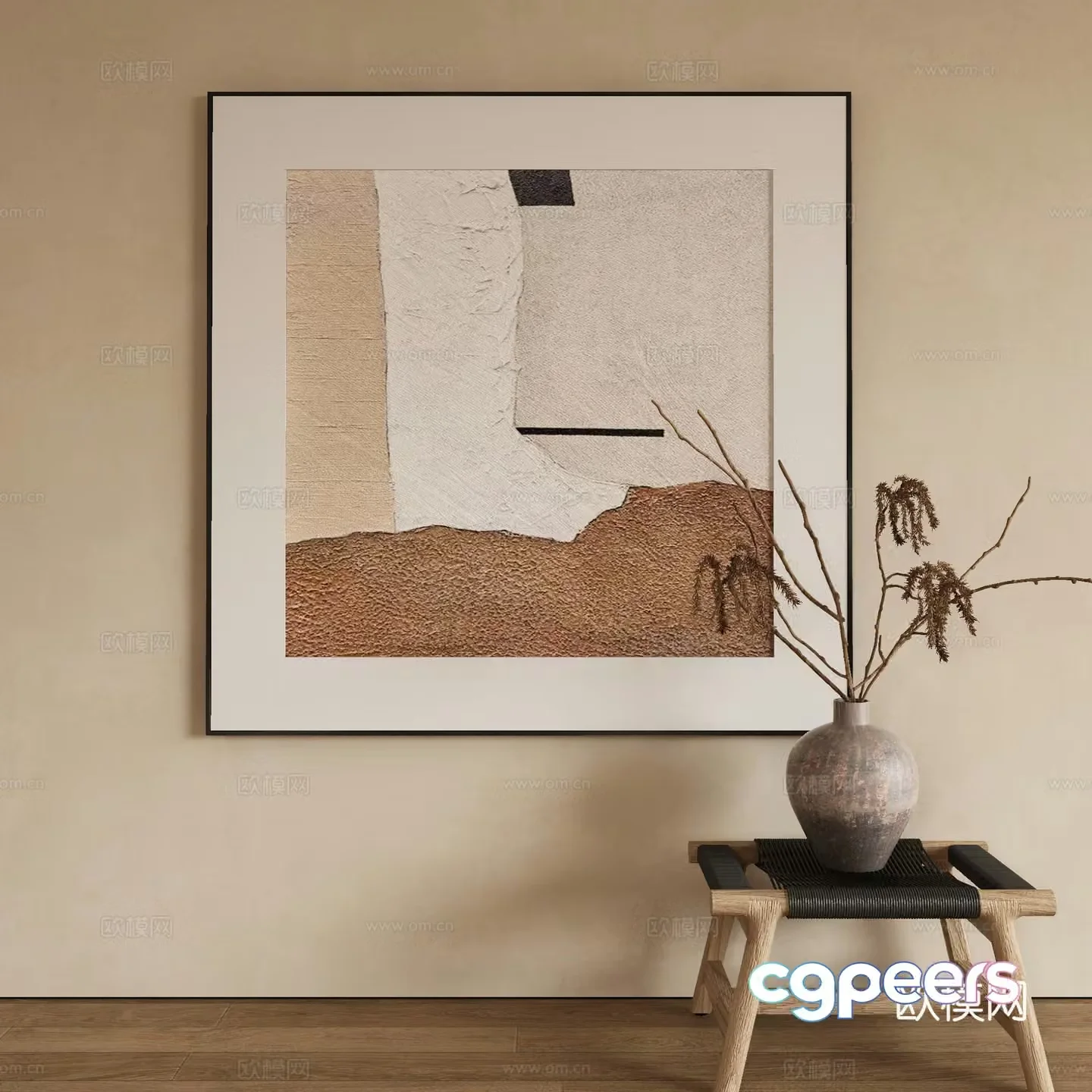 Modern texture painting decorative painting 3d model