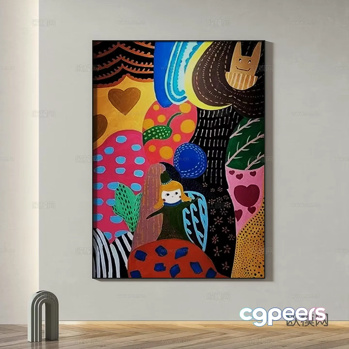 Modern simple abstract light luxury decorative painting 3d model