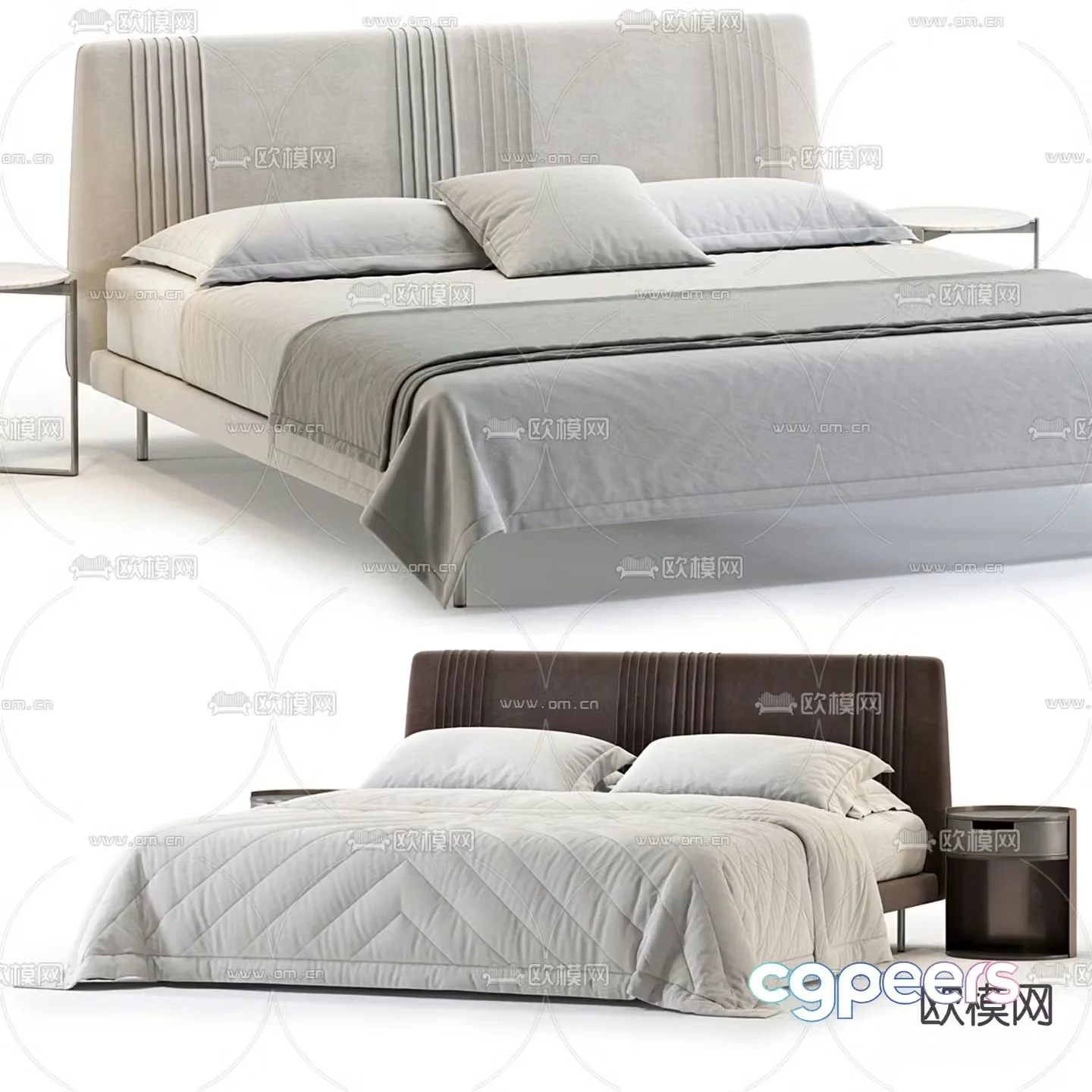 Fabric double bed 3d model