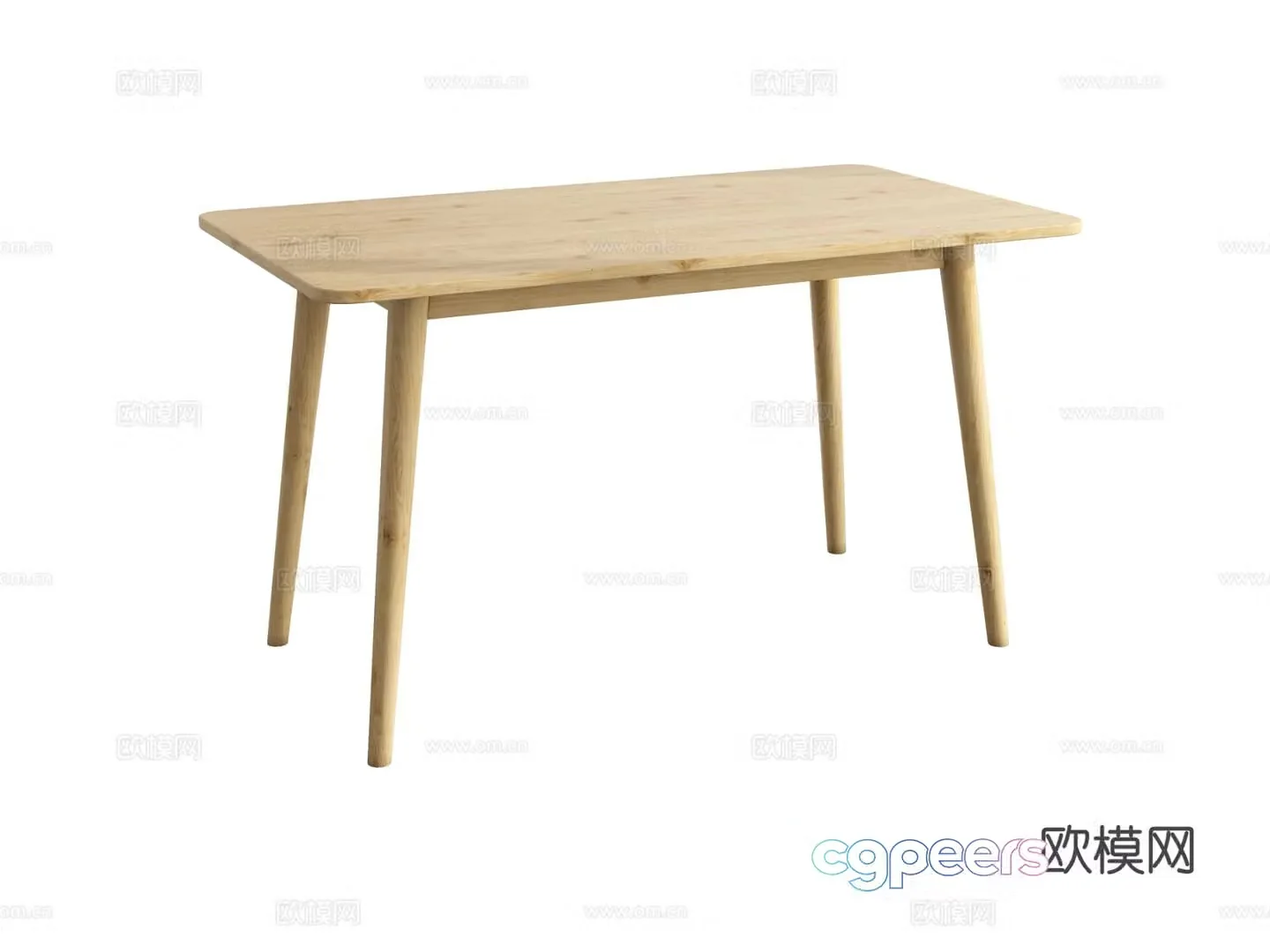 Nordic dining table solid wood dining table 3d model