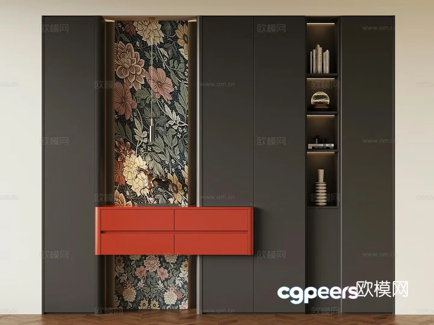French entrance cabinet decorative cabinet 3D model