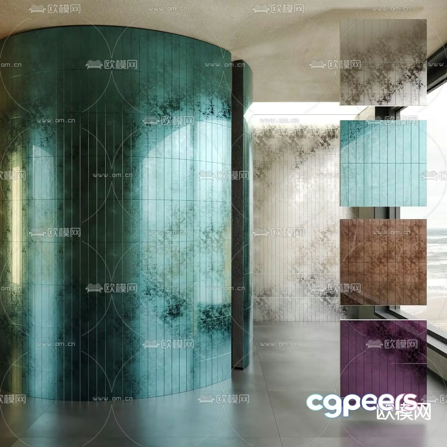 Metal electroplating handmade brick wall brushed stainless steel ceramic tile 3d model
