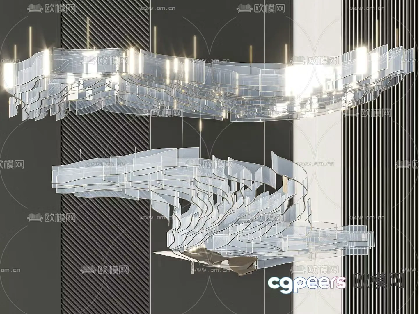 Crystal lamp hotel chandelier lobby chandelier 3d model